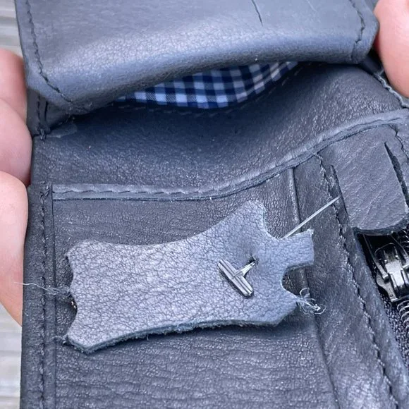 Handmade Genuine Leather Black Wallet Card Holder Purse Bi Fold Purse - Picture 12 of 13